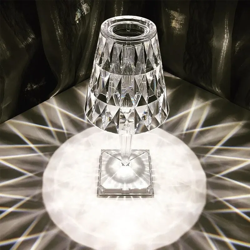 Diamond Table Lamp LED Touch Control Crystal Charging Acrylic