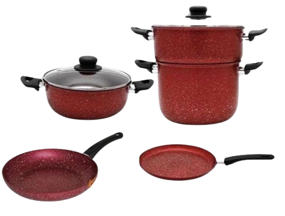 Batterie de cuisine 7 pièces  – GRANITE – ROUGE